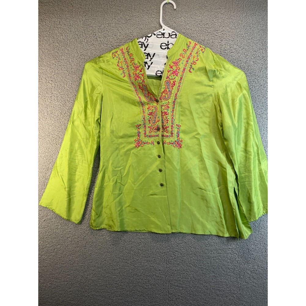 BeLiza Women's Sheer Button Up Long Sleeve‎ Shirt Size 14